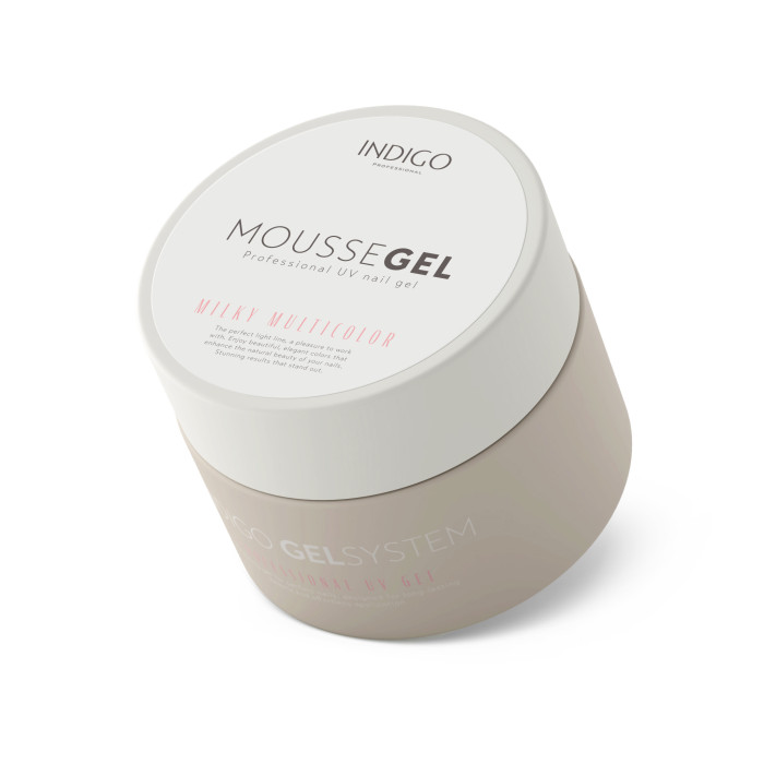 Mousse Gel Milky Multicolor 50g – Selbstnivellierendes Aufbaugel mit Glitzer
